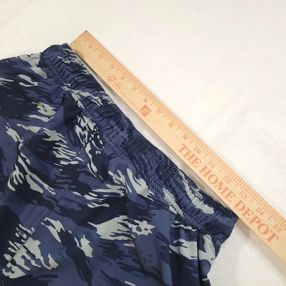 tiger striped camoflauge NFQ athletic lined shorts M blue stripe‎